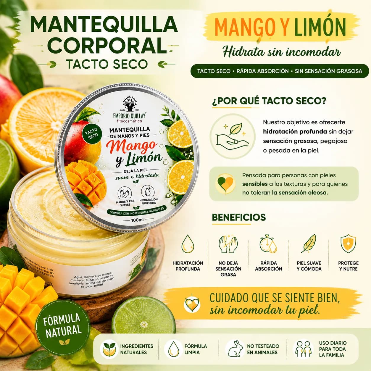Mantequilla corporal, manos y pies