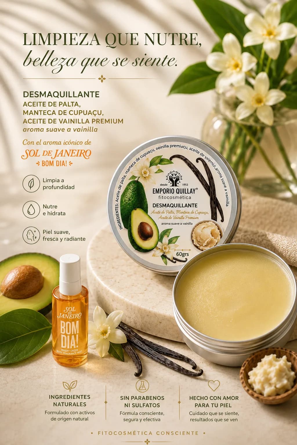 Bálsamo desmaquillante de vainilla